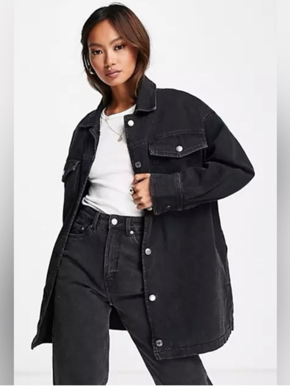 H&M | Black Oversized Denim Chore Jacket